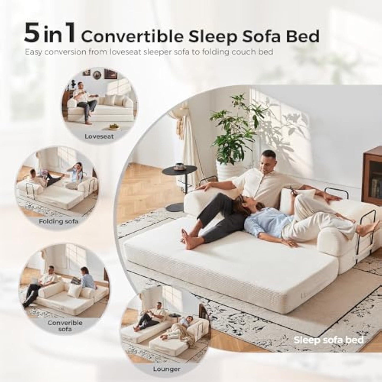 79" Convertible Sofa Bed, Modular Corduroy Couch with Memory Foam for Small Spaces
